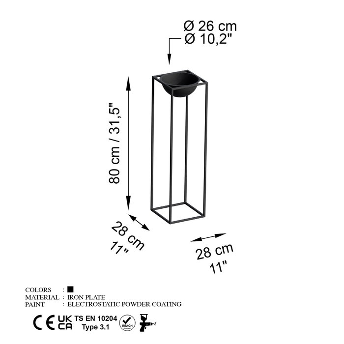 Aberto Design Maceta Decorativa GED-020 Negra